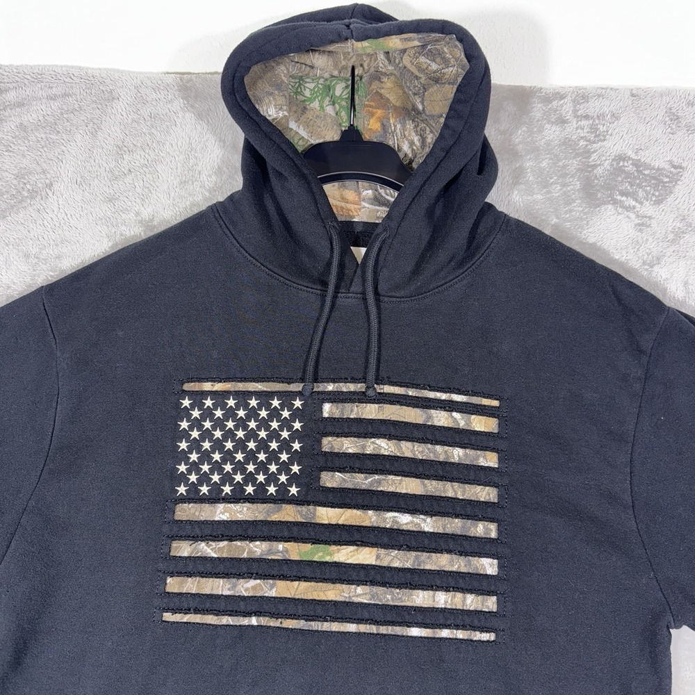 Buckwear Camo‎ Stars and Stripes Hoodie Men's Size XL Pullover Sweatshirt USA - Picture 3 of 9
